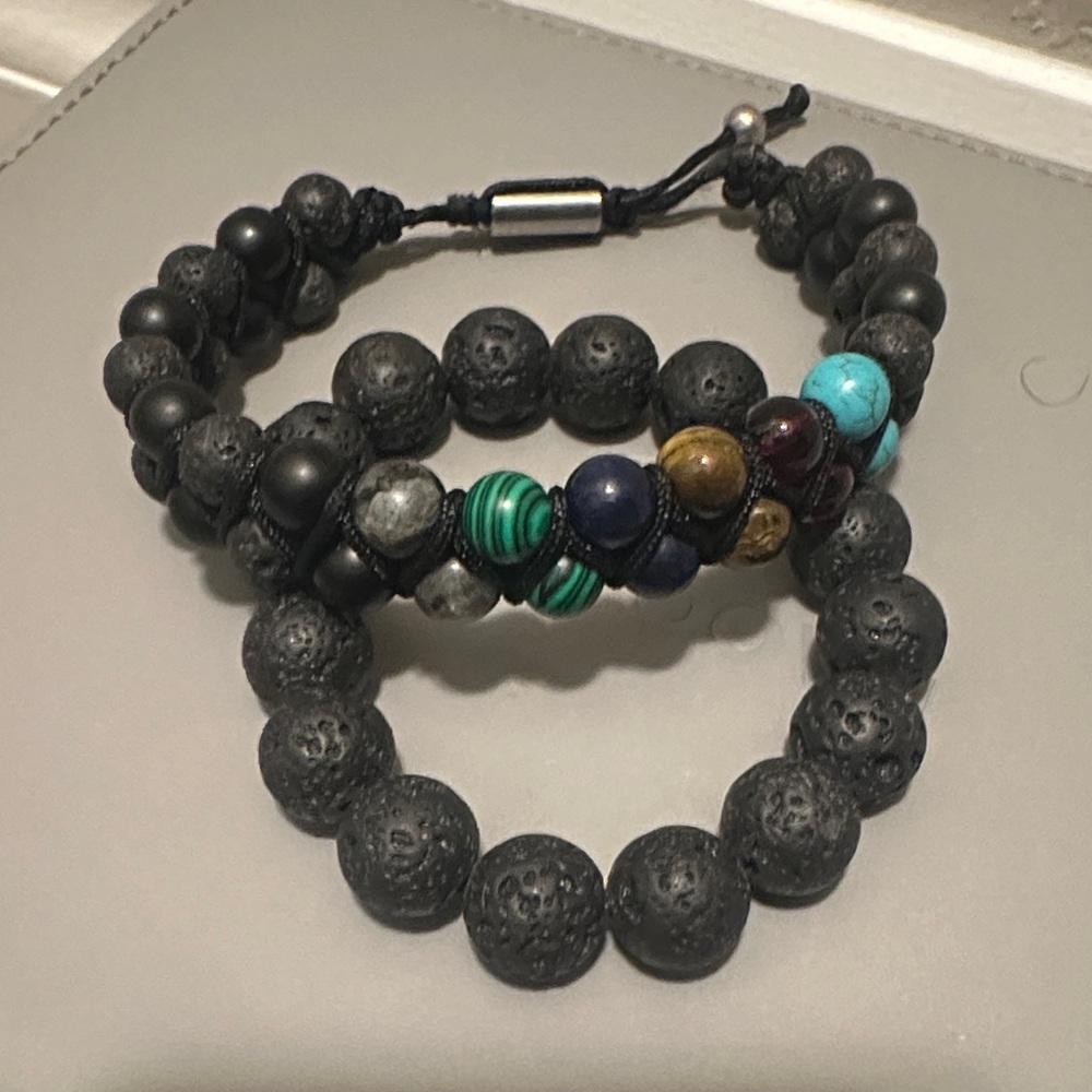 Steve Madden Black and Multicolor Beaded Bracelet Set